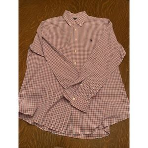 Ralph Lauren Shirt Mens XL Pink Plaid Button Up Long Sleeve Custom Fit 0224